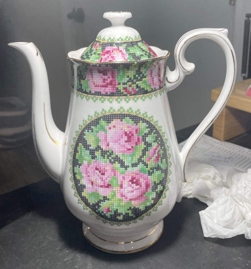 Needle Point Coffee Pot & Lid by Royal Albert-1
