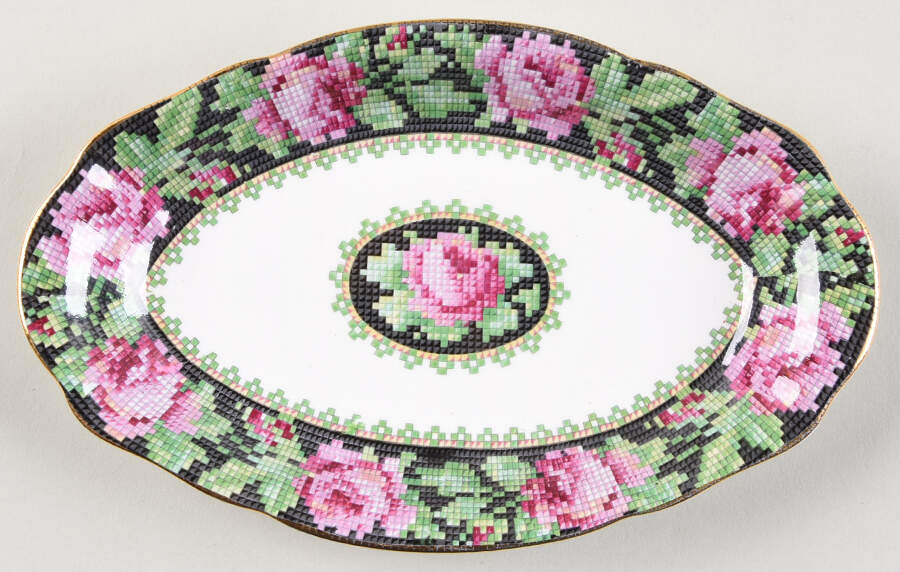 Needle Point Tray for Mini Creamer & Open Sugar by Royal Albert-1