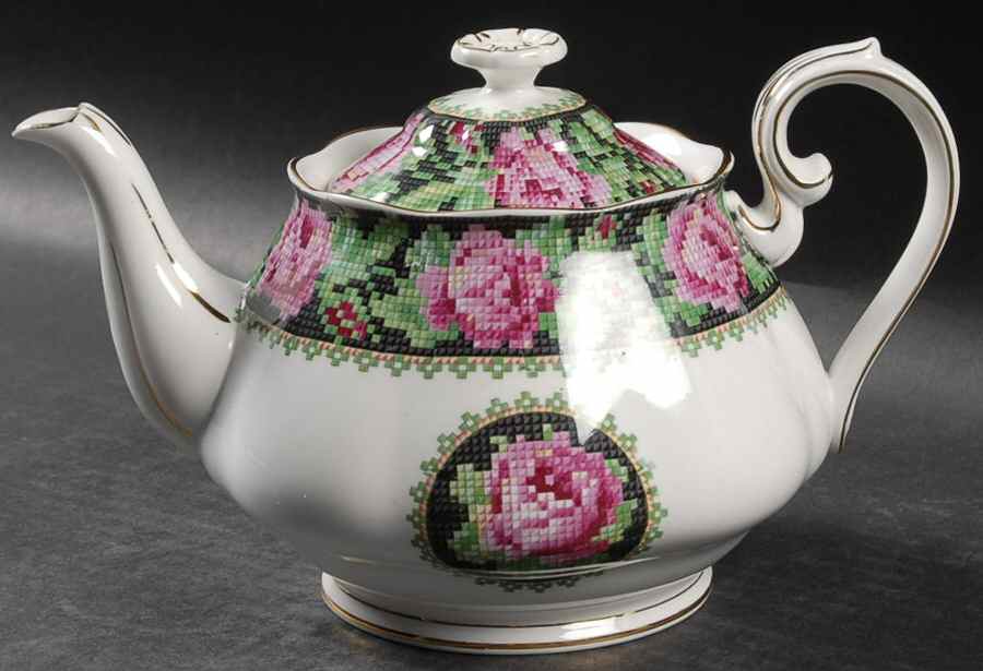 Needle Point Teapot & Lid by Royal Albert-1