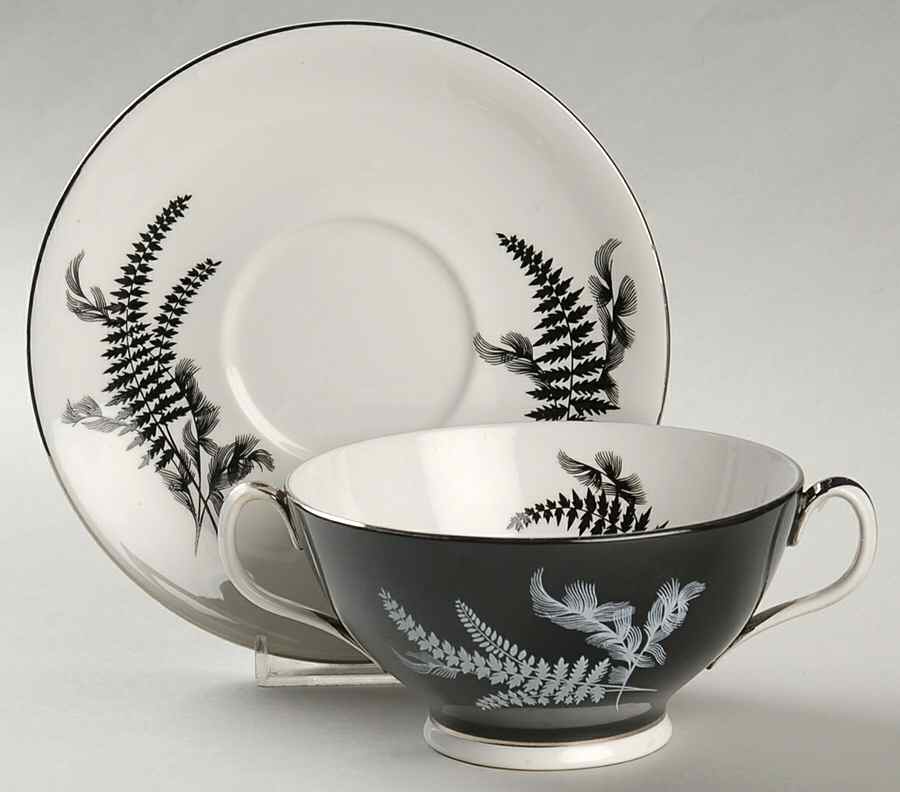 Night and Day (Smooth) Footed Cream Soup Bowl & Saucer Set by Royal Albert-1