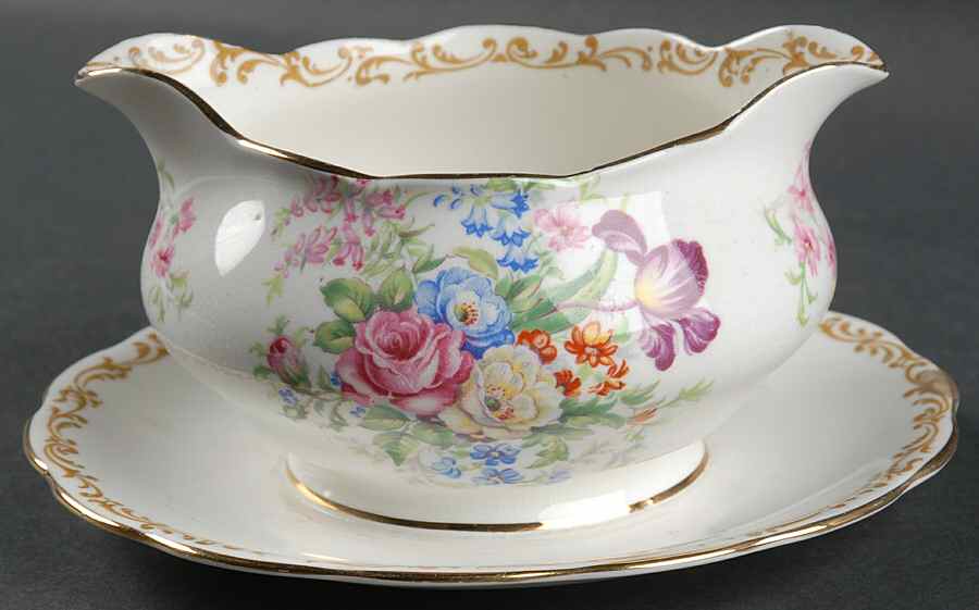 Nosegay Gravy Boat with Attached Underplate by Royal Albert-1