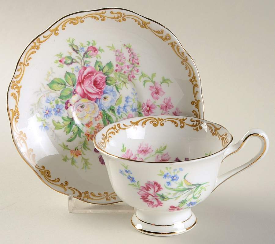 Nosegay Footed Cup & Saucer Set by Royal Albert-1