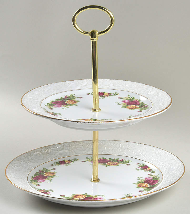 Old Country Roses 2 Tiered Serving Tray by Royal Albert-1