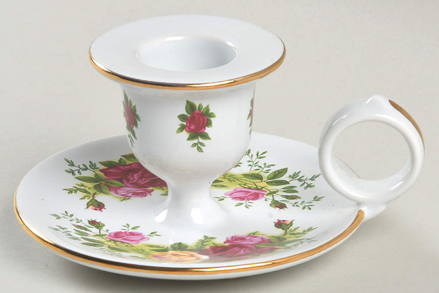 Old Country Roses Handled Candleholder by Royal Albert-1