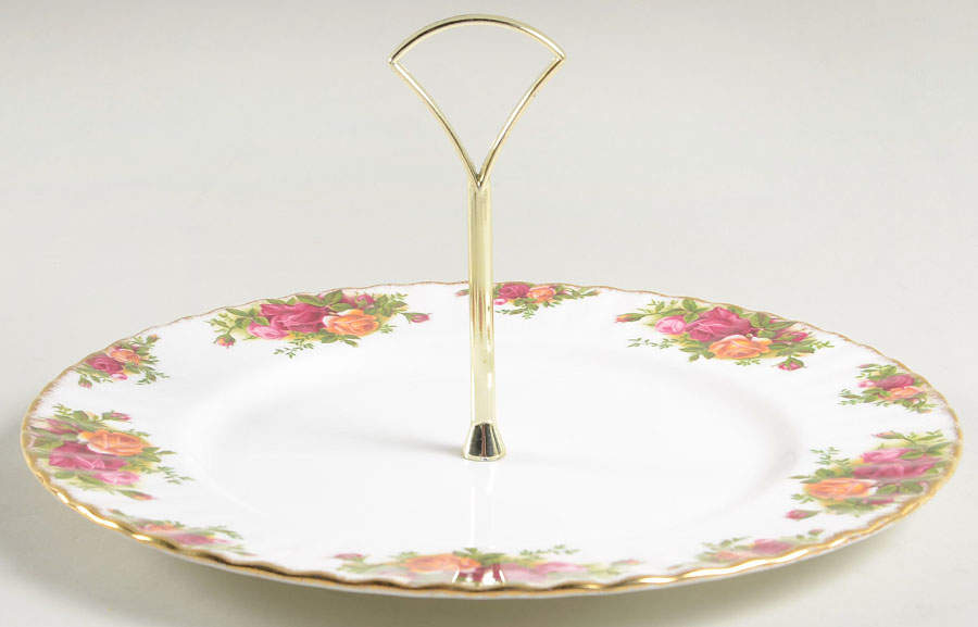 Old Country Roses Round Serving Plate with Handle (DP) by Royal Albert-1