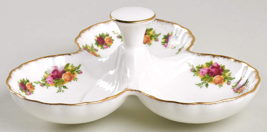 Old Country Roses Triple Cavity Server with Center Handle by Royal Albert-1