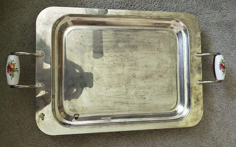 Old Country Roses 16" Metal Rectangular Tray by Royal Albert-1