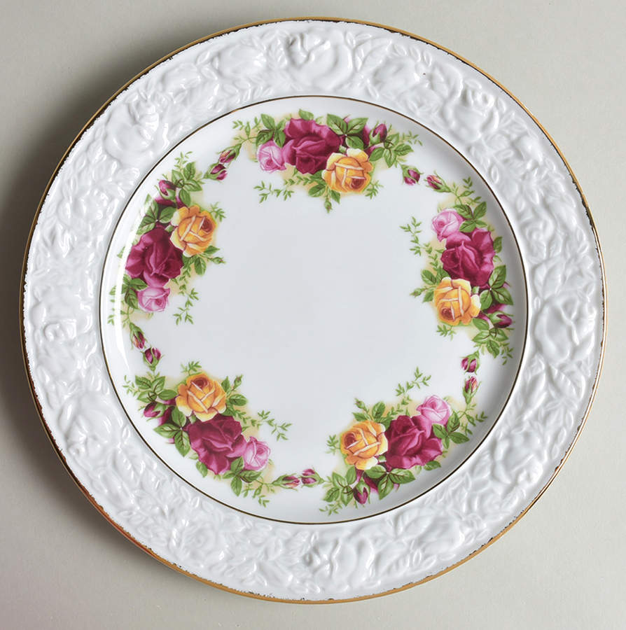 Old Country Roses Sculpted Salad Plate by Royal Albert-1