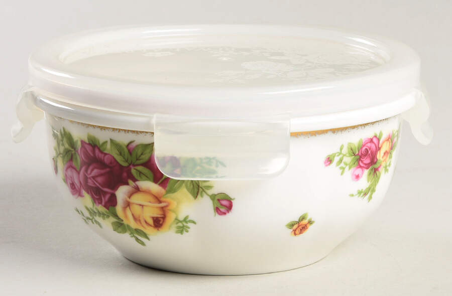 Old Country Roses 4" Storage Bowl Ceramic with Plastic Lid by Royal Albert-1