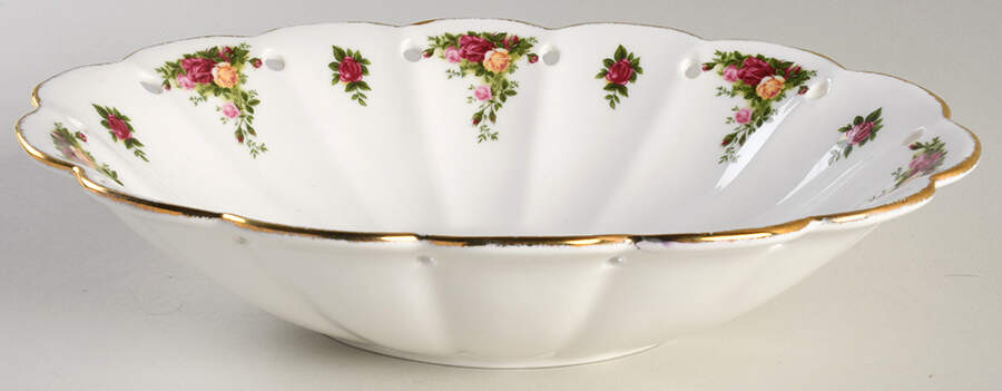 Old Country Roses 10" Pierced Oval Bowl by Royal Albert-1