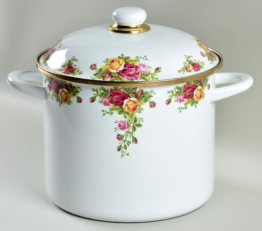 Old Country Roses 10 Qt Metal Stockpot & Lid by Royal Albert-1