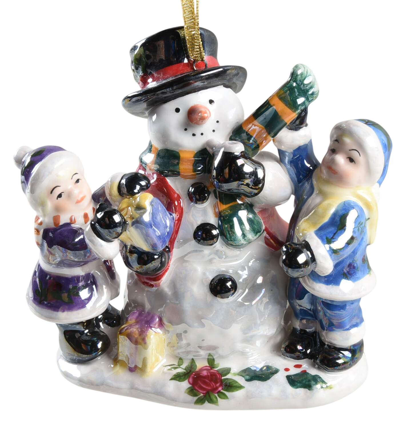 Old Country Roses Snowmen Musical Ornament by Royal Albert-1
