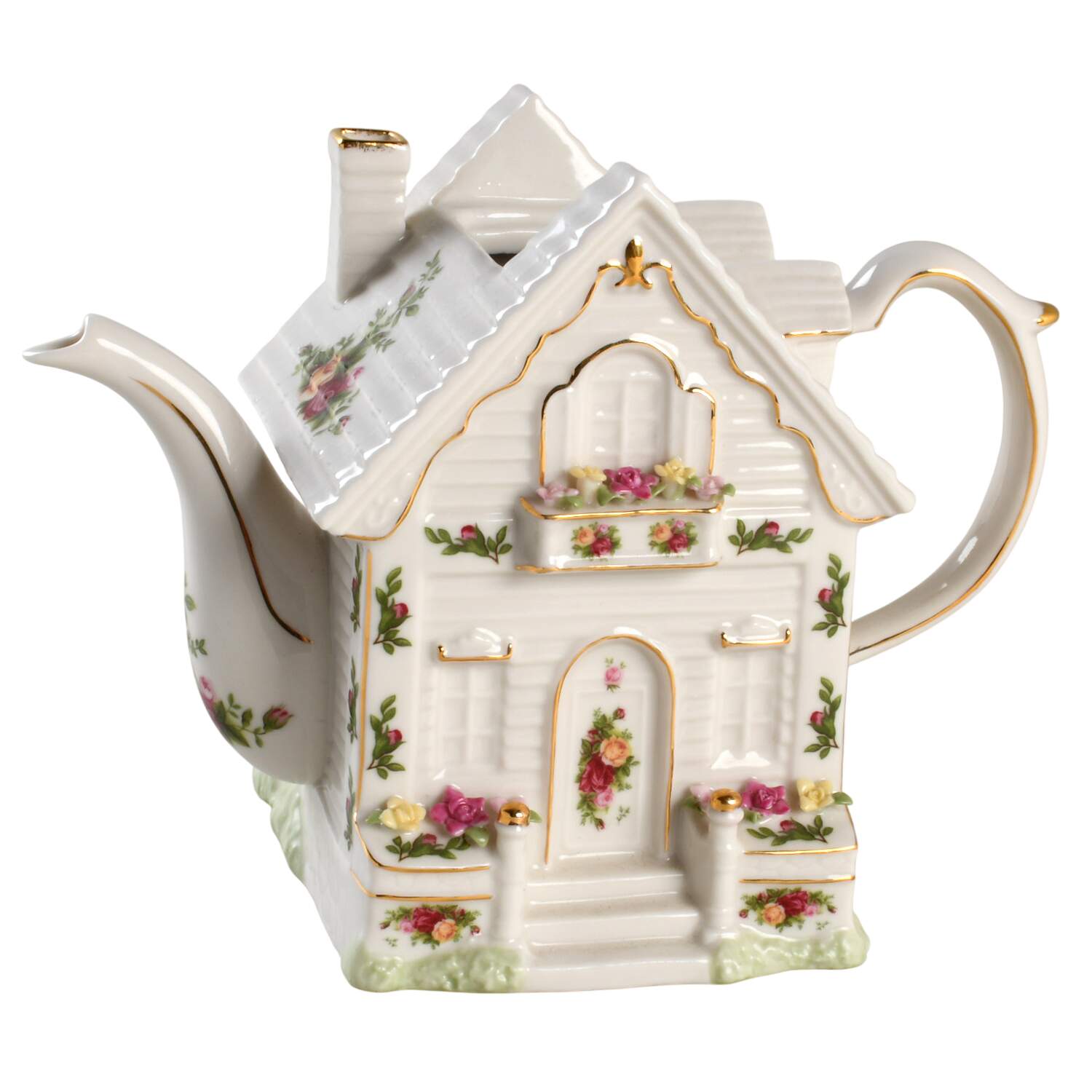Old Country Roses House Tea Pot No Lid by Royal Albert-1