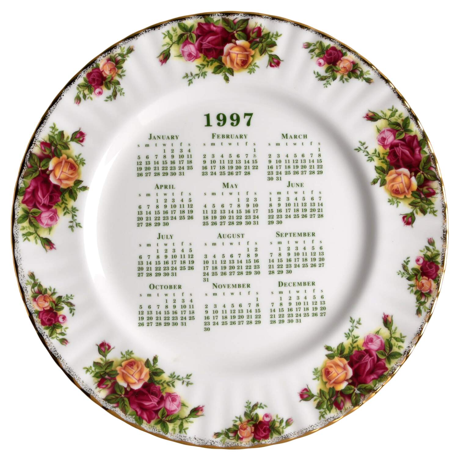 Old Country Roses "1997" Calendar Plate by Royal Albert-1