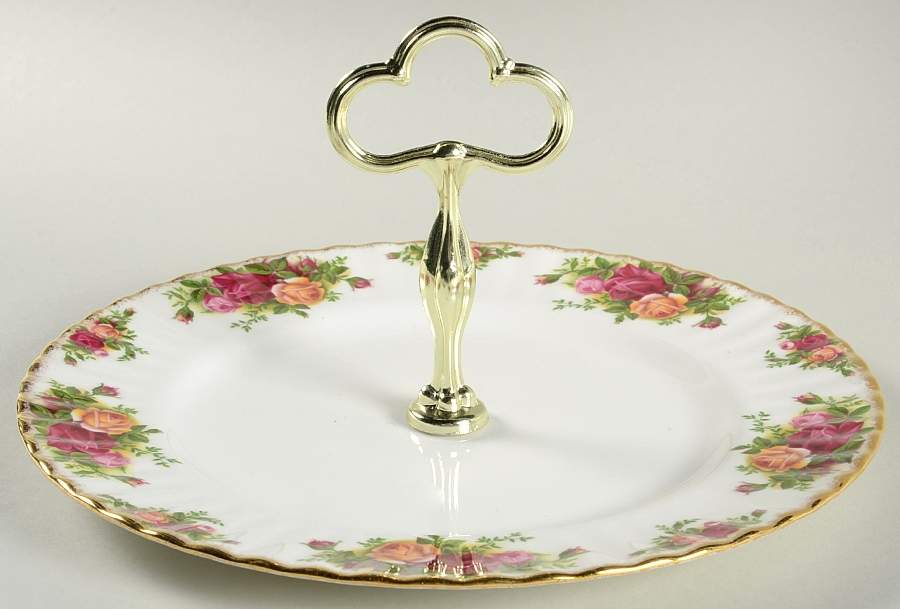 Old Country Roses Round Serving Plate with Handle (DP) by Royal Albert-1