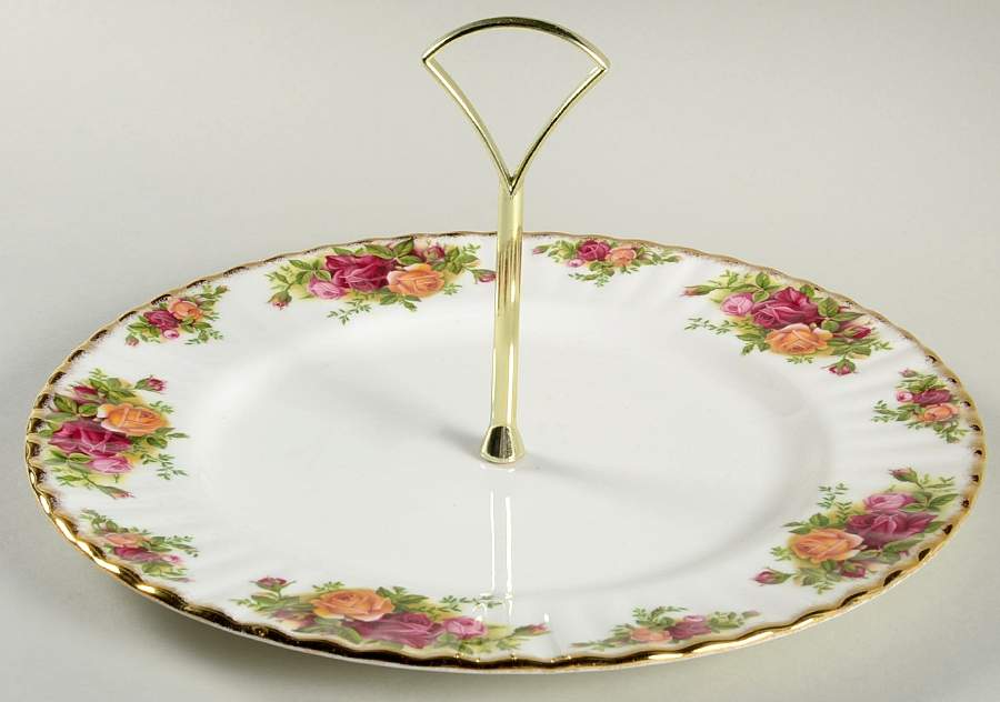Old Country Roses Round Serving Plate with Handle (DP) by Royal Albert-1