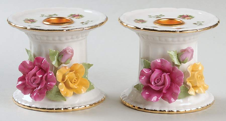 Old Country Roses 3" Pillar Candleholder - Set of 2 by Royal Albert-1