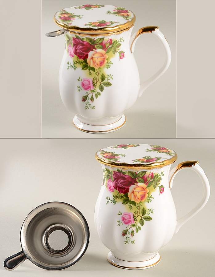 Old Country Roses Mug with Lid & Infuser by Royal Albert-1