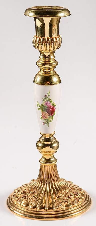 Old Country Roses 9" Tall Candlestick by Royal Albert-1
