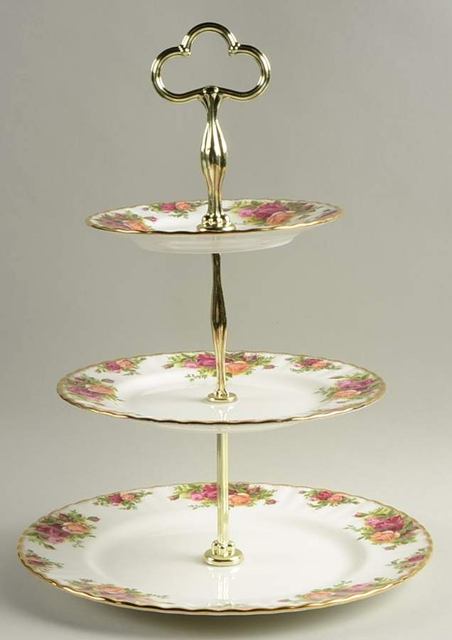 Old Country Roses 3-Tiered Serving Tray (DP, SP, BB) by Royal Albert-1