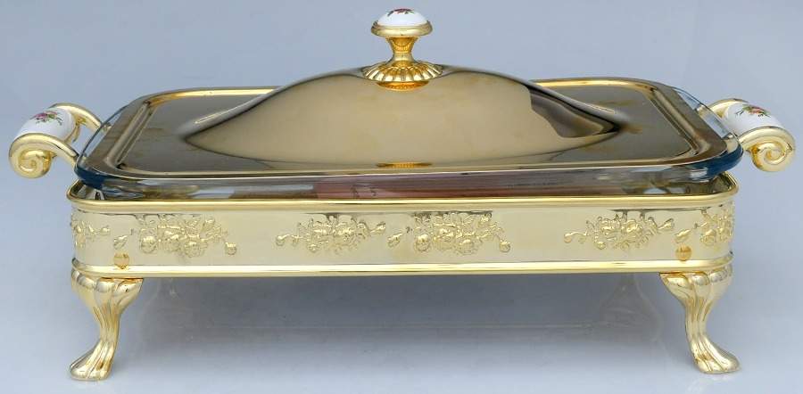 Old Country Roses Metal Rect Baker W/Lid&Liner by Royal Albert-1