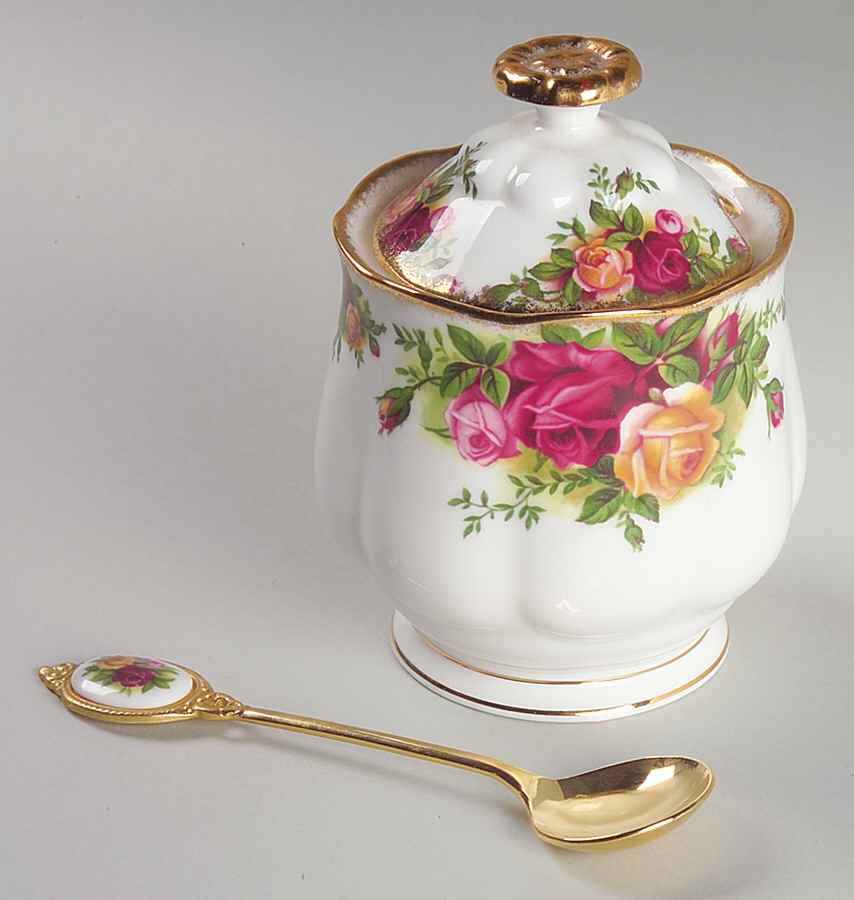 Old Country Roses Marmalade Server & Lid w/Spoon by Royal Albert-1