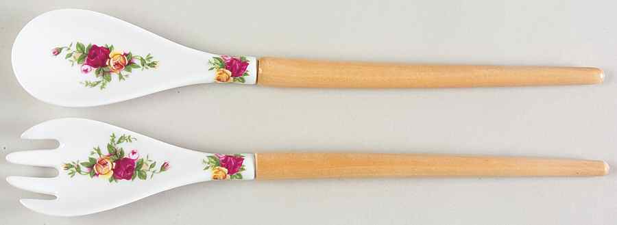 Old Country Roses 2-Piece Wood/Ceramic Salad Set by Royal Albert-1