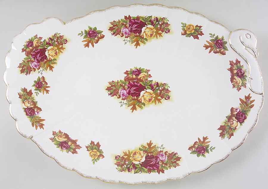 Old Country Roses 19" Turkey Shaped Platter by Royal Albert-1