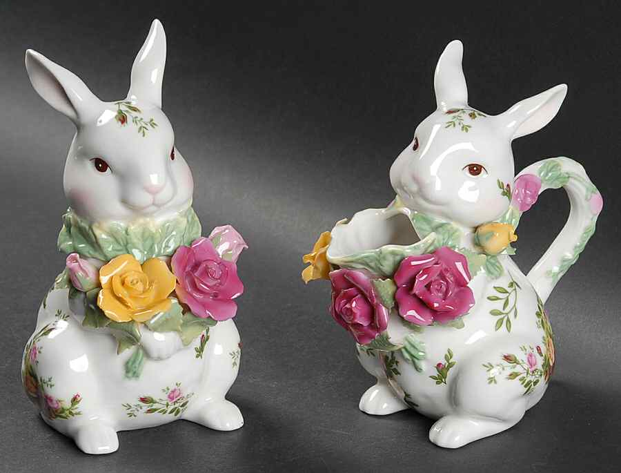Old Country Roses Figural Creamer & Sugar Set by Royal Albert-1