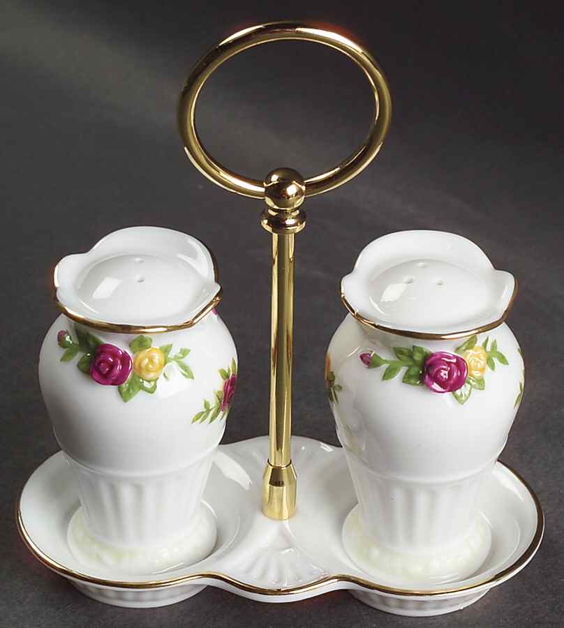 Old Country Roses (3 Pc) Salt & Pepper Tray Set by Royal Albert-1