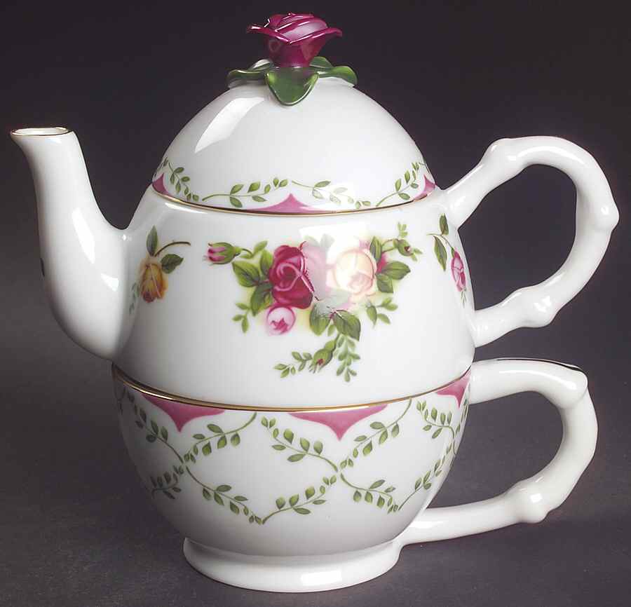 Old Country Roses Individual Teapot & Lid with Cup by Royal Albert-1