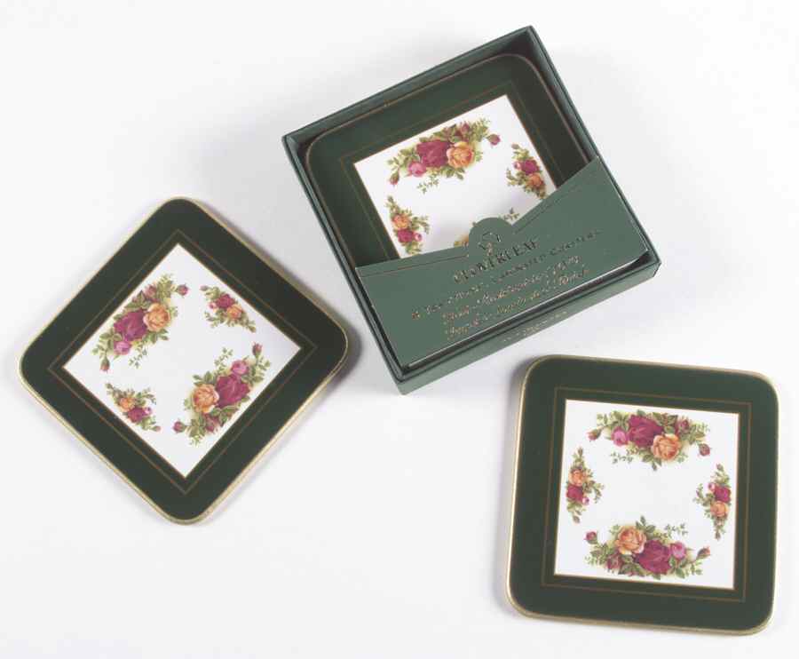 Old Country Roses Plastic and Cork Coaster Set - 6 Piece by Royal Albert-1