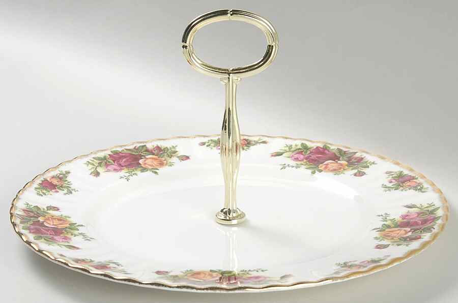 Old Country Roses Round Serving Plate with Handle (DP) by Royal Albert-1