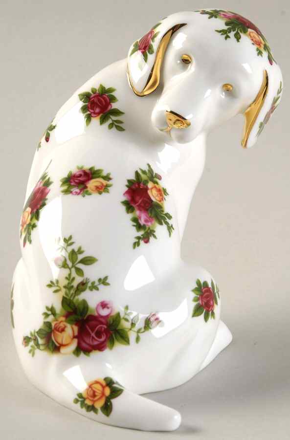 Old Country Roses Dog Sitting Paperweight by Royal Albert-1