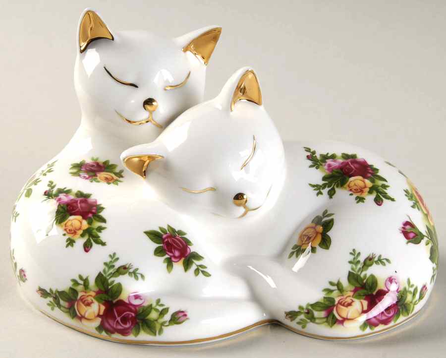 Old Country Roses Kittens Sleeping Paperweight by Royal Albert-1
