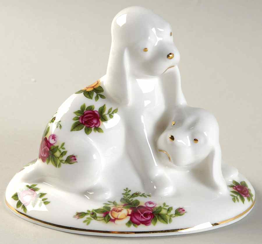 Old Country Roses Puppies Playing Paperweight by Royal Albert-1