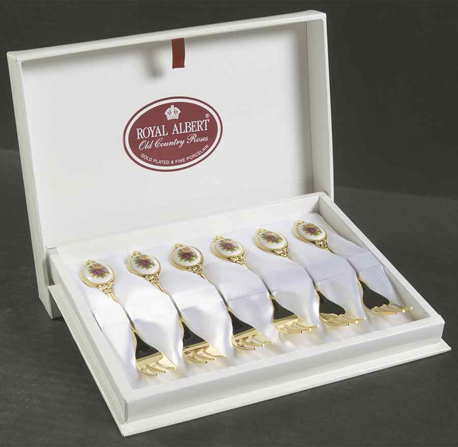 Old Country Roses Individual Solid Cake Fork - Set of 6 by Royal Albert-1