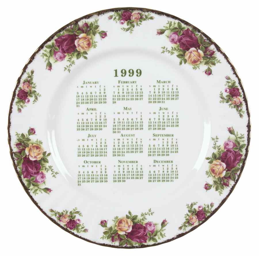 Old Country Roses "1999" Calendar Plate by Royal Albert-1