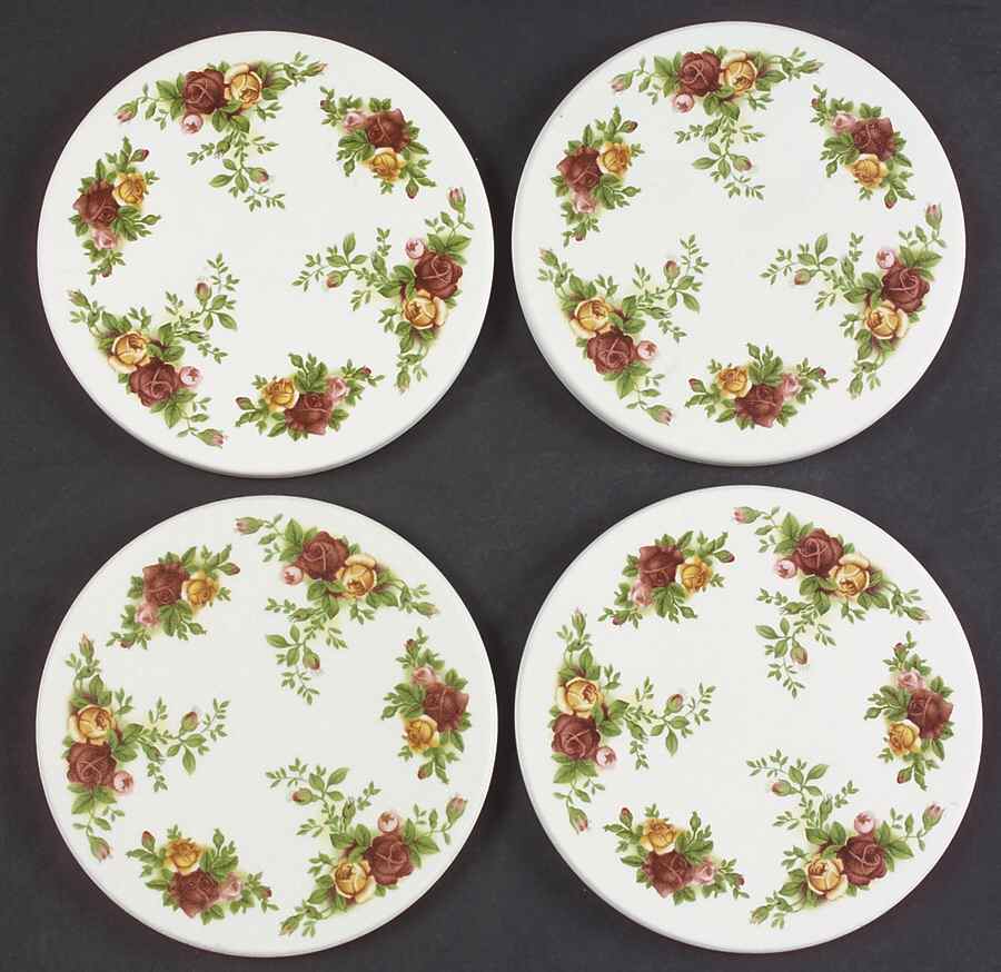 Old Country Roses Round (Thirsty) Stone Coaster - Set of 4 by Royal Albert-1