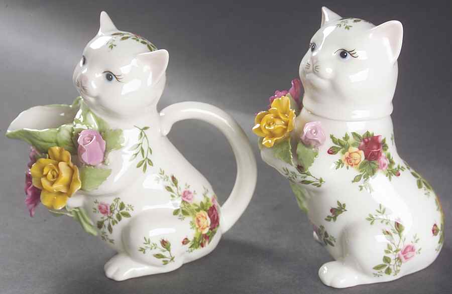 Old Country Roses Figural Creamer & Sugar Set by Royal Albert-1