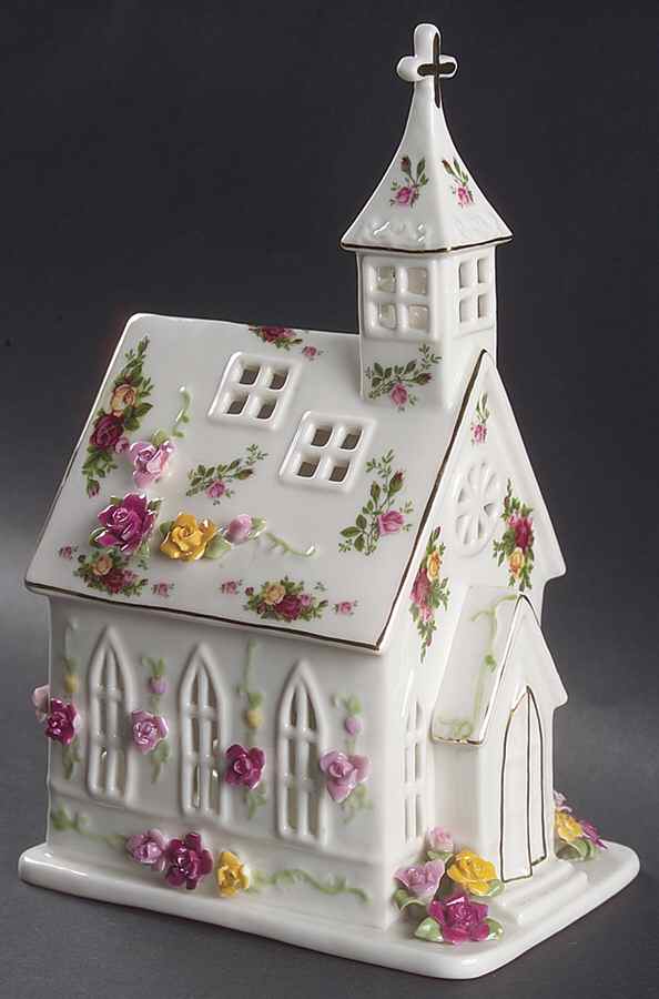 Old Country Roses Electric Lighted Church by Royal Albert-1