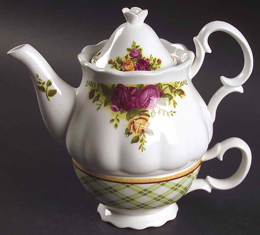 Old Country Roses Individual Teapot & Lid with Cup by Royal Albert-1
