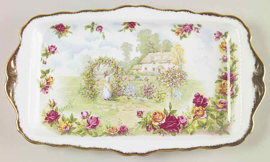 Old Country Roses Large Garden Scene Sandwich Tray by Royal Albert-1