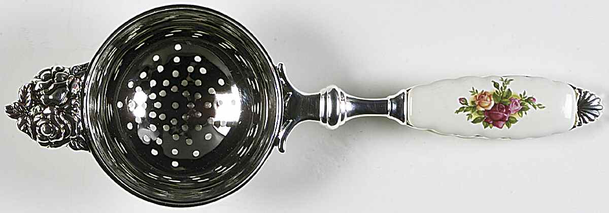 Old Country Roses (1 Piece) Tea Strainer W/Silverplate Bowl by Royal Albert-1