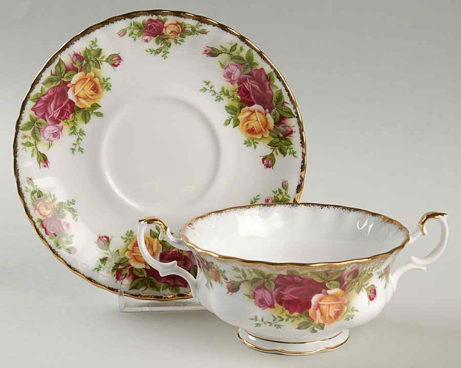 Old Country Roses Footed Cream Soup Bowl & Saucer Set by Royal Albert-1