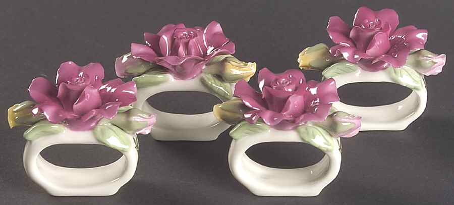 Old Country Roses Sculpted Napkin Ring - Set of 4 by Royal Albert-1