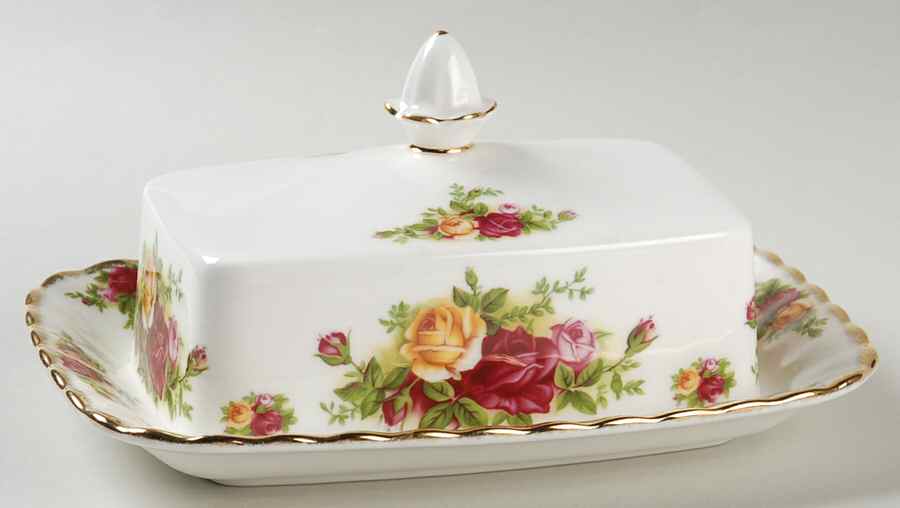 Old Country Roses Rectangular Covered Butter by Royal Albert-1
