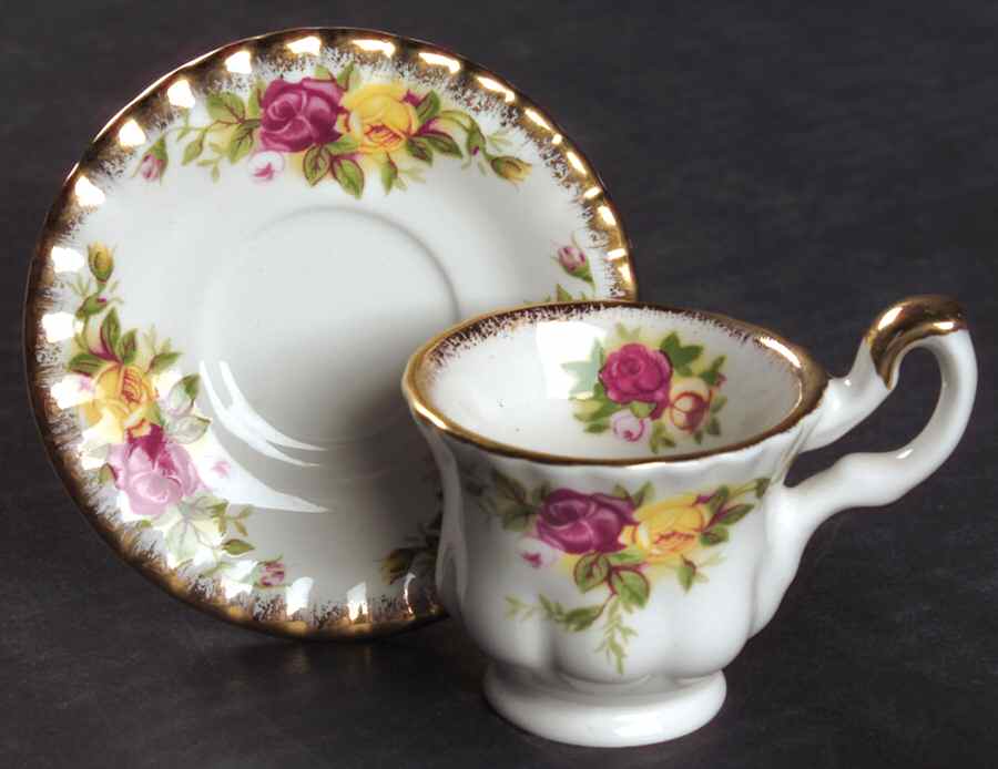 Old Country Roses Miniature Cup and Saucer Set by Royal Albert-1