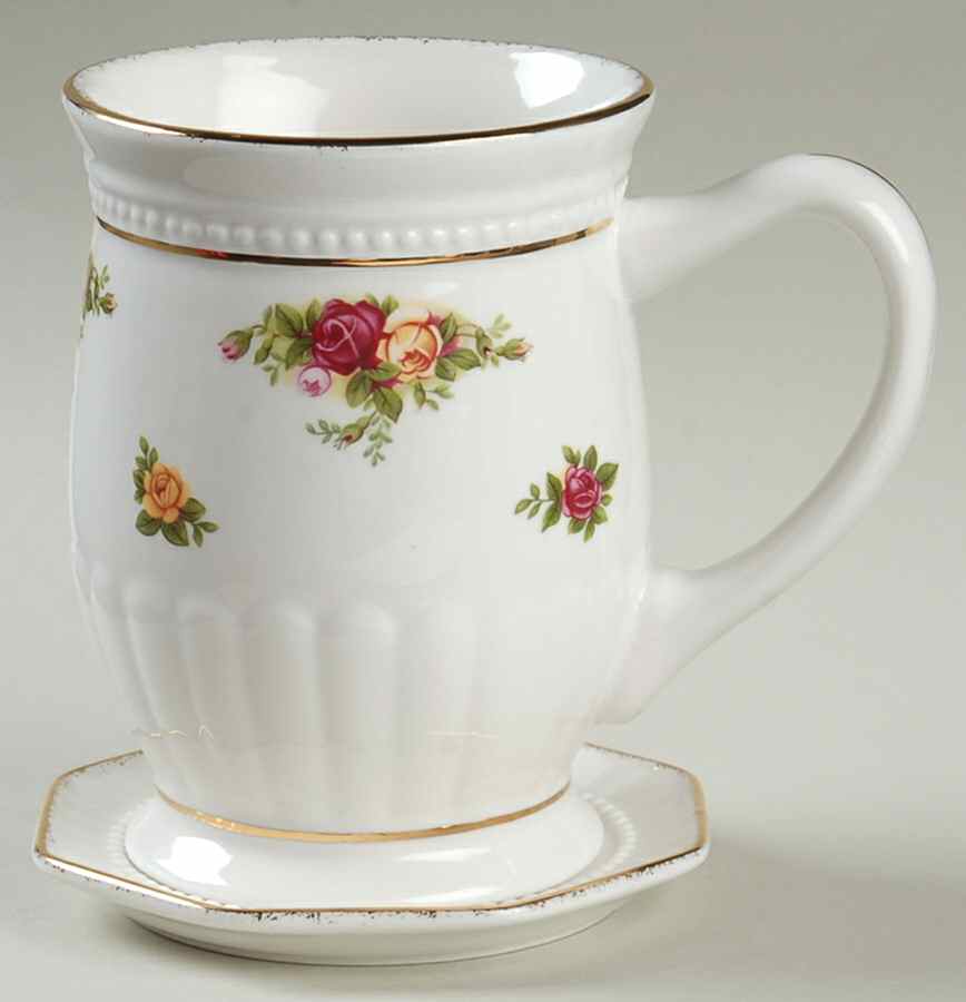 Old Country Roses Footed Fluted Mug & Octagonal Coaster by Royal Albert-1