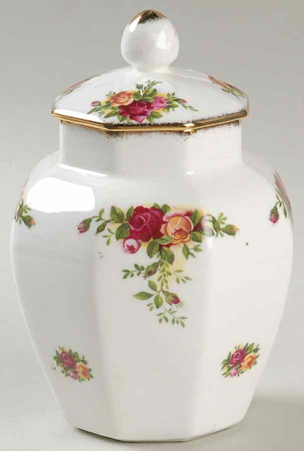 Old Country Roses Hexagonal Vase with Lid by Royal Albert-1